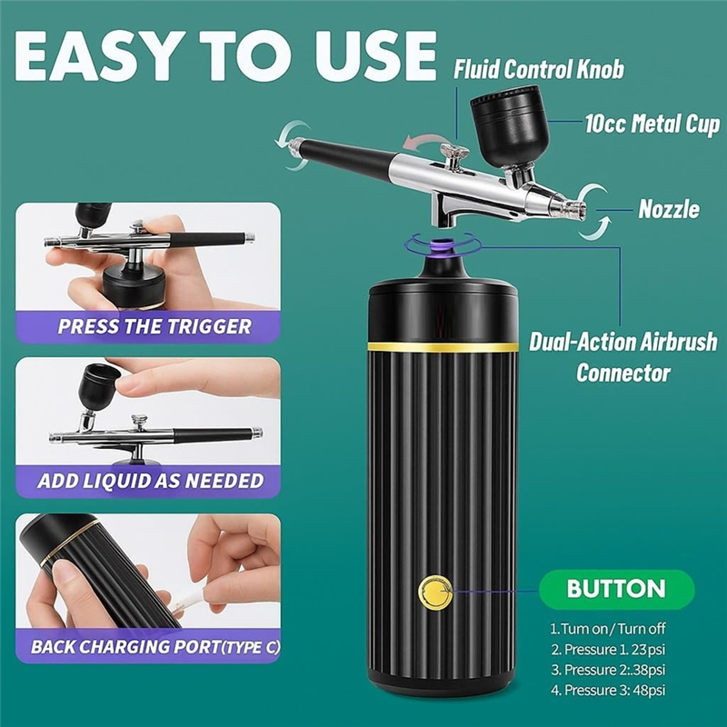 MOPHE-Cordless Airbrush Set, R - Airbrush Compressor Kit avaliação e preço