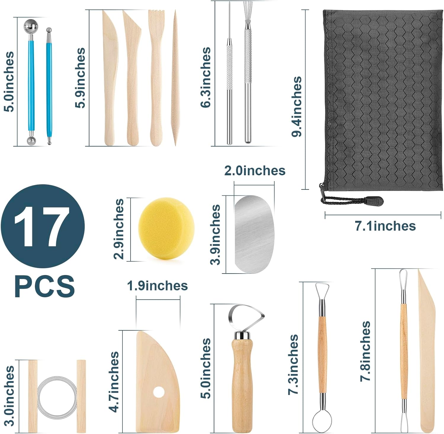Pottery Tool Kit, 17pcs Polyme - Model Kit Tools avaliação e preço