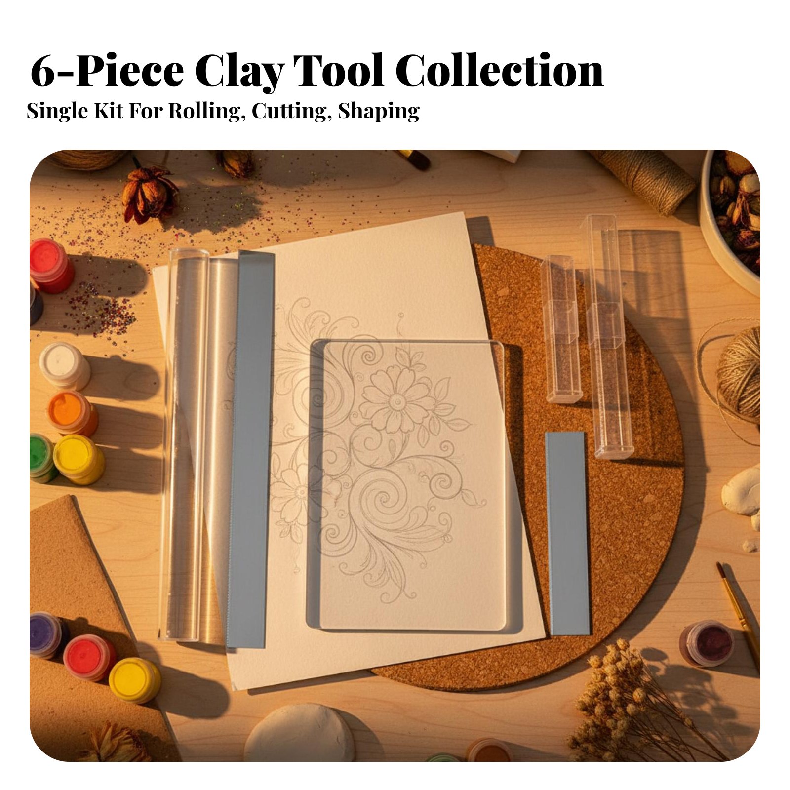 6 Pieces Acrylic Clay Cylinder - Model Kit Tools avaliação e preço